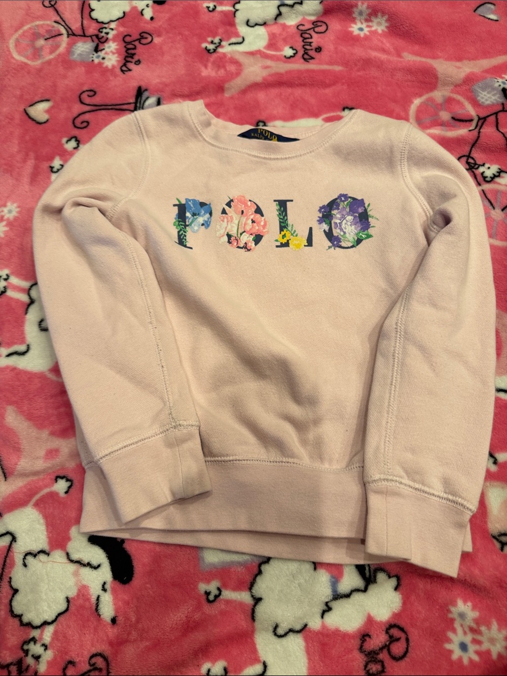 Ralph Lauren Light Pink Floral Logo Crewneck Sweatshirt - Kids